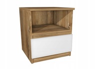 Retro drevený nočný stolík, biela zásuvka 40x40cm