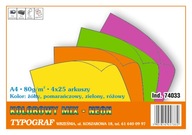 Typograf A4 kopírovací papier 80 g/m2 mix 4 farieb neón. Typograf A4 kopírovací papier 80 g/m2 mix 4 farieb neón.