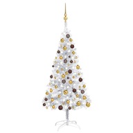 VidaXL umelý vianočný stromček s LED ozdobami Silver