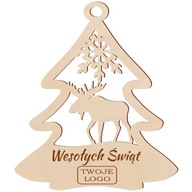Drevená ozdoba na vianočný stromček s logom firmy, 10 ks