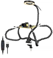 Flexibilný 5-ramenný držiak s lupou a LED lampou Flexibilný 5-ramenný držiak s lupou a LED lampou