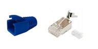 Zástrčky RJ45, kategória 6A, 10 sád, STP, modré kryty Zástrčky RJ45, kategória 6A, 10 sád, STP, modré kryty