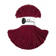 Bavlnená šnúrka Bobbiny Junior / Red Wine spletená so zlatou niťou Bavlnená šnúrka Bobbiny Junior / Red Wine spletená so zlatou niťou