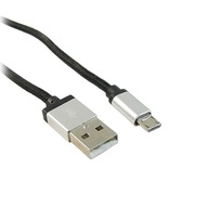 USB kábel Zástrčka A - microUSB HQ opletená 1m