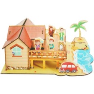 Drevené 3D puzzle DIY model plážového domu Drevené 3D puzzle DIY model plážového domu