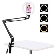 Prstencová lampa / stojan na stôl s Puluz LED klipom 20 cm vlog / stream