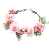 HEAD WREW ČELENKA FLOWERS LEAVES POWDER PINK BRIDGE PARTY HEAD WREW ČELENKA FLOWERS LEAVES POWDER PINK BRIDGE PARTY