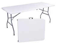 Biely dlhý cateringový stôl GARDEN PARTY, skladateľný do kufra 180 cm