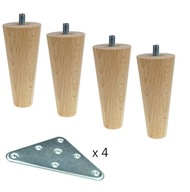 4 x nohy drevené nohy 10 cm s montážnou doskou 4 x nohy drevené nohy 10 cm s montážnou doskou