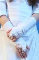 rukavičky na prijímanie, biele dievčenské rukavičky