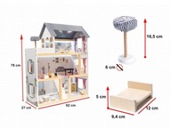MDF drevený domček pre bábiky + 78cm nábytok