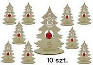 Vianočný stromček s rytinou čačky s nápisom sada 10 ks