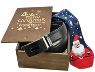 Promesso Ready Gift Vianočný remienok kožené ponožky drevená krabička SET