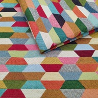 Jacquard Farebné šesťuholníky materiál dekorácie vzory