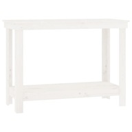 Pracovný stôl, biely, 110x50x80 cm, masívne omáčkové drevo