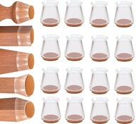 16x filcový poťah na nohy stolovej stoličky, bezfarebný, s filcom 20-26mm - S 16x filcový poťah na nohy stolovej stoličky, bezfarebný, s filcom 20-26mm - S
