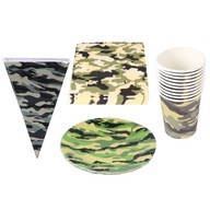 Camo papierové taniere Trojuholníkové obrúsky 41 ks