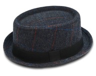 Pánsky klobúk jeseň-zima, s vlnou, Trilby - Pako Jeans - námornícka modrá, káro Pánsky klobúk jeseň-zima, s vlnou, Trilby - Pako Jeans - námornícka modrá, káro