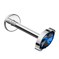 Labret s krištáľovou slzou - 1,2/8 modrá Labret s krištáľovou slzou - 1,2/8 modrá