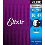 Elixir PolyWeb 80/20 Bronzové struny 10-47 11000 Elixir PolyWeb 80/20 Bronzové struny 10-47 11000