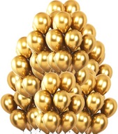 Chrómové lesklé balóny, zlatá metalíza, 50 kusov