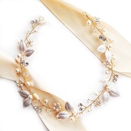 Svadobný šperkový veniec s lesklými perlami