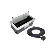 INBOX zapustená, uzamykateľná nábytková zásuvka s USB A+C, RJ45 a HDMI SILVER INBOX zapustená, uzamykateľná nábytková zásuvka s USB A+C, RJ45 a HDMI SILVER