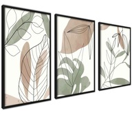 Sada 3 plagátov 50x70 Boho Abstraktná botanika Sada 3 plagátov 50x70 Boho Abstraktná botanika