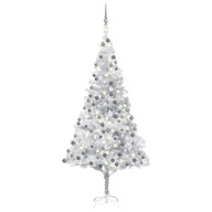 Umelý vianočný stromček s LED a čačky, strieborný, 240 cm