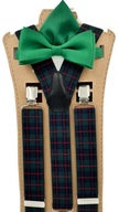 Podväzky - zelený tartan - motýlik s vreckom Podväzky - zelený tartan - motýlik s vreckom