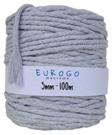 SIVÁ BAVLNENÁ Šnúrka PRE MACRAME 100m 5mm SIVÁ BAVLNENÁ Šnúrka PRE MACRAME 100m 5mm