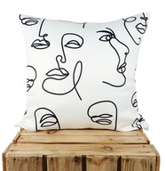 Dekoračná obliečka na vankúš 45x45 FACES čiernobiela moderná Dekoračná obliečka na vankúš 45x45 FACES čiernobiela moderná