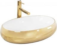 Zlatobiele umývadlo Melania Rea Oval 60 cm Zlatobiele umývadlo Melania Rea Oval 60 cm