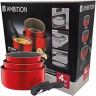 SET hrncov AMBITION JASPER, INDUKČNÁ rukoväť, 4 ks SET hrncov AMBITION JASPER, INDUKČNÁ rukoväť, 4 ks