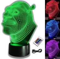 SHREK 3D LED NOČNÁ LAMPA RGB FARBY + DIAĽKOVÉ OVLÁDANIE