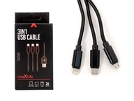 Pletený USB KÁBEL 3V1 TYP-C, MICRO USB, IPHONE