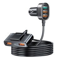 Joyroom rýchlonabíjačka do auta s predlžovacím káblom 45W 5xUSB-A, čierna Joyroom rýchlonabíjačka do auta s predlžovacím káblom 45W 5xUSB-A, čierna