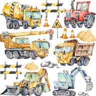 NÁLEPKY stavebná miešačka BETÓNU traktor nástenná detská M NÁLEPKY stavebná miešačka BETÓNU traktor nástenná detská M