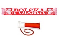 Poľsko Reprezentačný set fanúšikov, poľský šál, trúbka, hlasná trúbka Poľsko Reprezentačný set fanúšikov, poľský šál, trúbka, hlasná trúbka