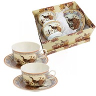 Kávová súprava pre 2 osoby, porcelán, šálky a podšálky, 220 ml, hnedá Kávová súprava pre 2 osoby, porcelán, šálky a podšálky, 220 ml, hnedá