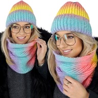 zimný SET ČIAPKA + SUKŇA šál TEPLÝ TIIEŇ Poľský výrobok FARBY