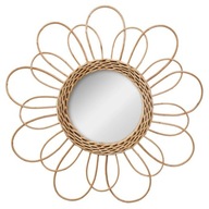 Zrkadlo v prútenom ráme, 38 cm, ozdobný kvet BOHO
