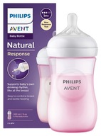 AVENT FĽAŠA NATURAL 3 RESPONSE 260ML RUŽOVÁ IMITUJE MATKY PRSIE SCY903/11