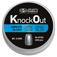 JSB KnockOut Slugs pelety 4,52 mm 0,870 g 400 ks. JSB KnockOut Slugs pelety 4,52 mm 0,870 g 400 ks.