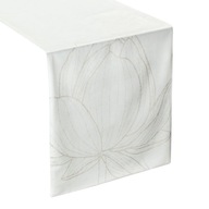 Zamatový behúň na stôl s potlačou kvetovGLAMOUR 35X220 biely