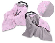Obojstranná deka do autosedačky - ružové zajačiky