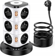 NAPÁJACÍ STRIP, VERTIKÁLNA VEŽA, 12 VSTUPOV, 3 USB NAPÁJACÍ STRIP, VERTIKÁLNA VEŽA, 12 VSTUPOV, 3 USB