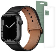 Kožený remienok pre APPLE WATCH 7 8 9 45 mm čierny Tech-Protect Kožený remienok pre APPLE WATCH 7 8 9 45 mm čierny Tech-Protect