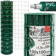 Zvárané pletivo 100x100 pozink + PVC zelené, 20m, v1,5