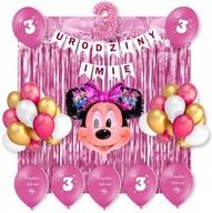 Sada balónikov Banner Minnie Mouse 3. narodeniny Meno